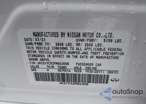 2023 Infiniti Q50 Sensory Awd из США, поврежденный, VIN JN1EV7CR2PM543558